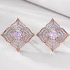 Ювелирные изделия храма Луоси: 2023 Серьги-пусеты из серебра 925 пробы с розовыми бриллиантами 6 мм для женщин