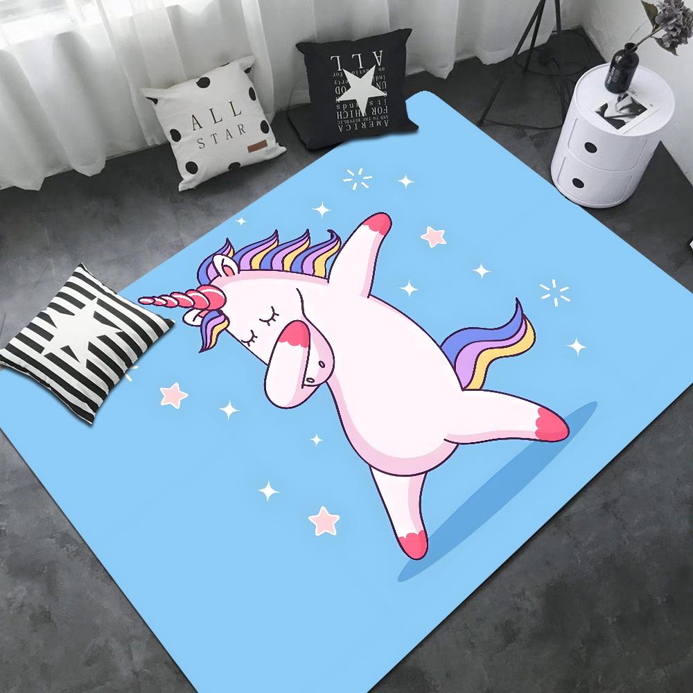 Cartoon Unicorn Animal Bathroom Mat Kids Room Bedroom Decoration Balcony Anti-Slip Doormat Living Room Bedside Area Rugs