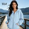 Lightweight Women Jacket Zip-Up Hoodies for Women, Loose Fit Drawstring Hooded with Casual Apparel Pocket, Long Sleeve Coat Fall Winter Sweatshirt