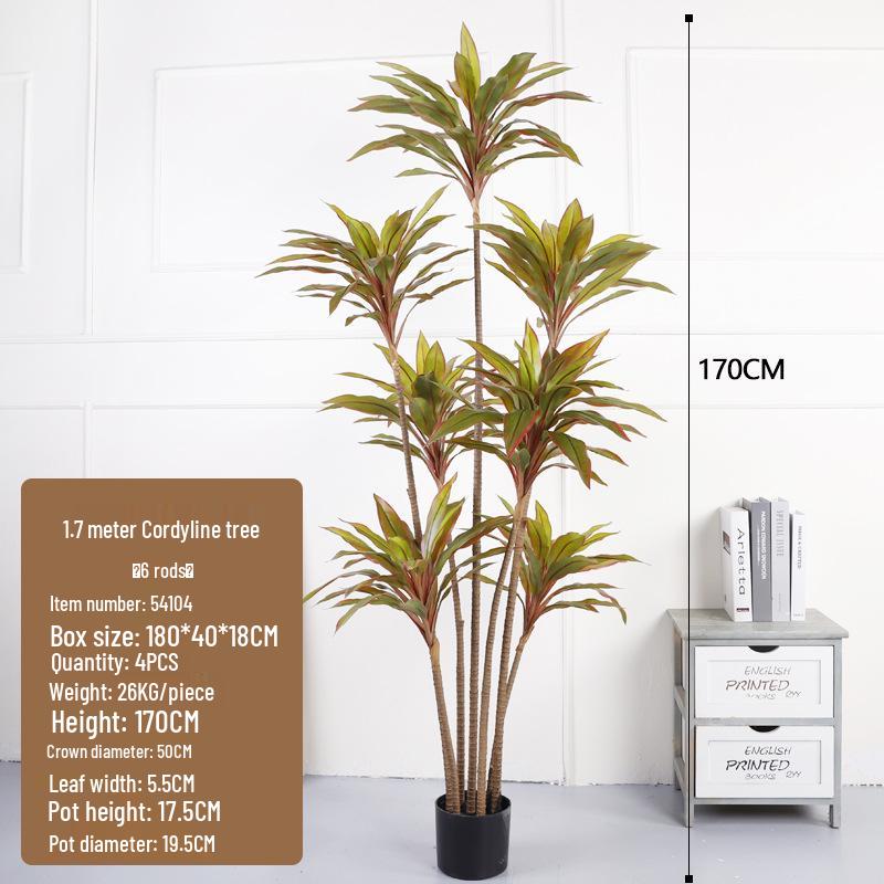 Two-Color Faux Croton & Dragon Blood Tree Decorative Potted Plant for Hotels