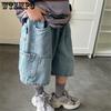 Брюки Детские джинсовые шорты Летние тонкие брюки для мальчиков Свободные повседневные брюки длиной пять четвертей Тренд для мальчиков