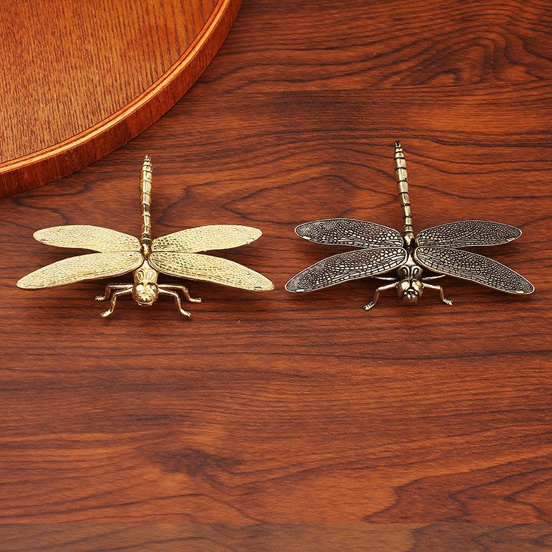 Tang Teng Copper Art, Retro Detachable Dragonfly Copperware Small Gifts Metal Crafts Stall Small Brass Ornament
