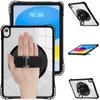 For iPad (2025)/10.9 (2022) Kickstand Case Hand Strap PC+TPU+Acrylic Cover with Shoulder Strap