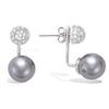 [P5034] - Silver Gray 'Sissi' Silver Lobe Contour Earrings (rhodium-plated) - 20x10 Mm