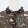 Shiz Madam Flower Placket Pleated Shirt T57498
