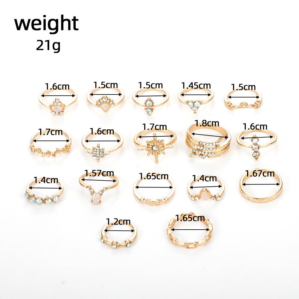 1Set Lady Bohemian style alloy zirconia ring set of jewelry pieces