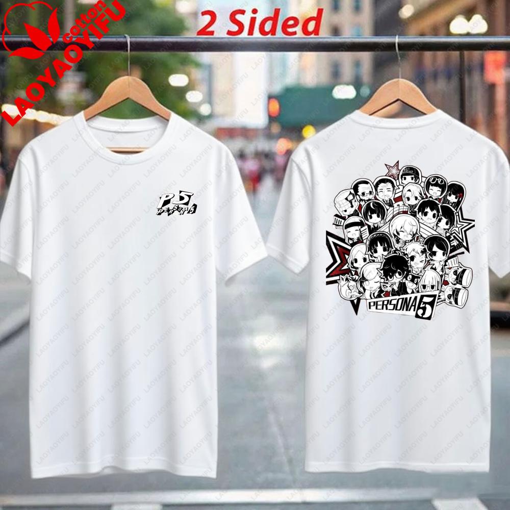 Persona 5 Royal Anime Characters Group Print T-Shirt Retro Gaming Inspired Design Soft Cotton Tops Fashion Unisex Streetwear