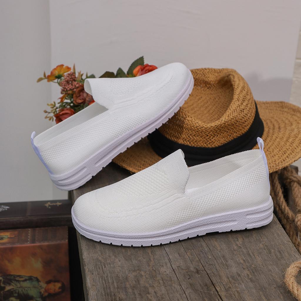 Foreign Trade Casual Single Shoes Women's Shoes Autumn New Fly-woven Mesh Round Head One Pedal Large Size Flat Bottom Cross-border Women