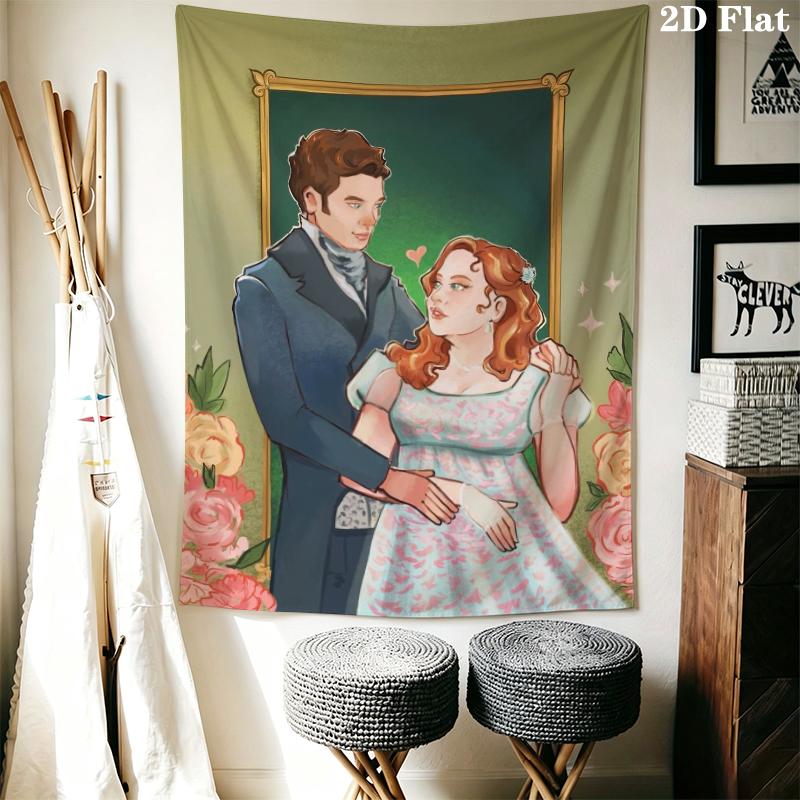 Bridgerton Wall Tapestry Aesthetic Wall Hanging Printed Fabric Blanket Decorative Tapestries for Bedroom Living Room Home Decor