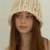 Slowslowly Sleeve Handmade Crochet Knit Wool Bucket Hat _ Cream