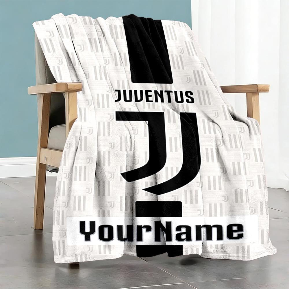 Juventus Customize Your Name Blanket Cozy Customizable Blanket Soft & Cozy Throw For Couch Office Chair Picnics Sofa All-Season Use