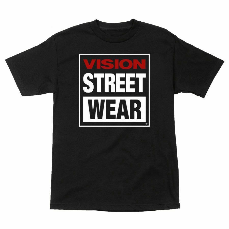 Новая (NOS) Скейтборд-футболка Vision Street Wear С КЛАССИЧЕСКИМ ЛОГОТИПОМ ЧЕРНАЯ *ВЫПУЩЕНА* 2013* Унисекс Футболка