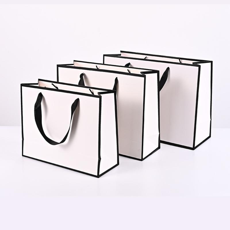 Golden Border Tote Pouches Paper Bag with Handle DIY Crafts Clothing Gift Box Sacks Black Border Birthday Christmas Wedding and Bridesmaid Gift Bags