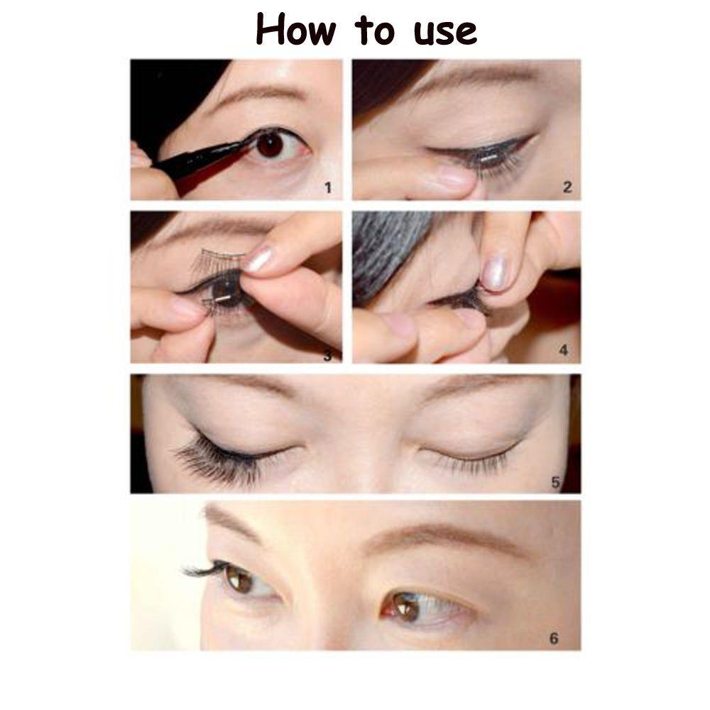 SK SKONHED 4 Pcs Sexy Long Cilia Glue-free Triple Magnet Extension Tools False Eyelashes Cross Wispy