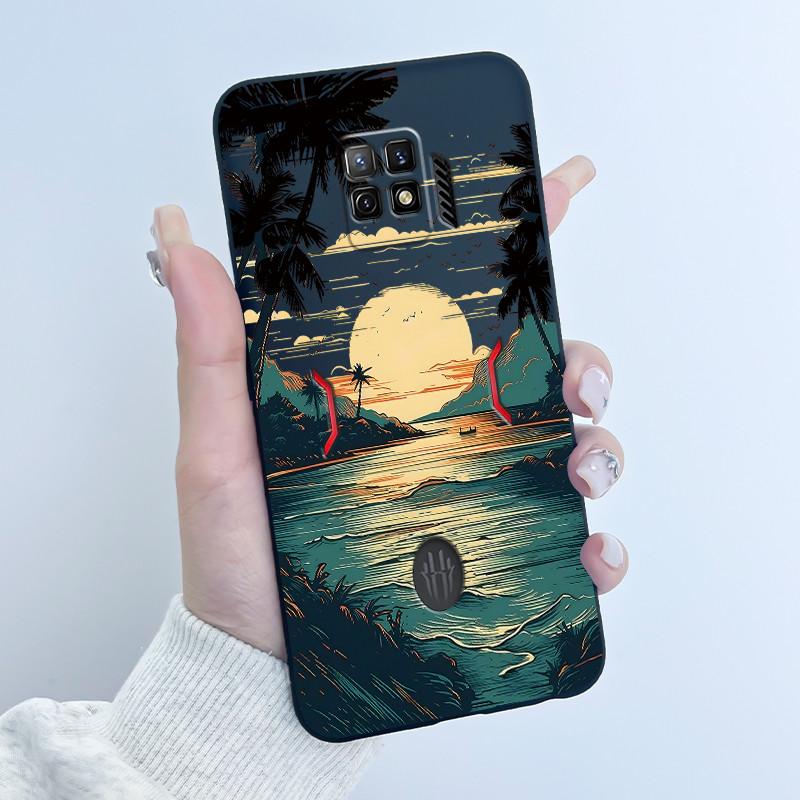 For Nubia Red Magic 7 Pro Case NX709J Back Cover Cute Heart Rabbit Black Soft TPU Phone Case For Red Magic 7S Pro NX709S Shell