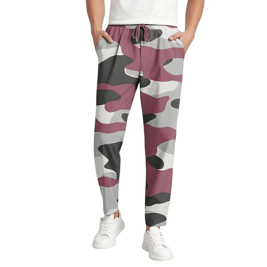 Мужские повседневные камуфляжные длинные брюки, эластичный пояс на шнурке, легкие и облегающие, с карманами, удобные и дышащие