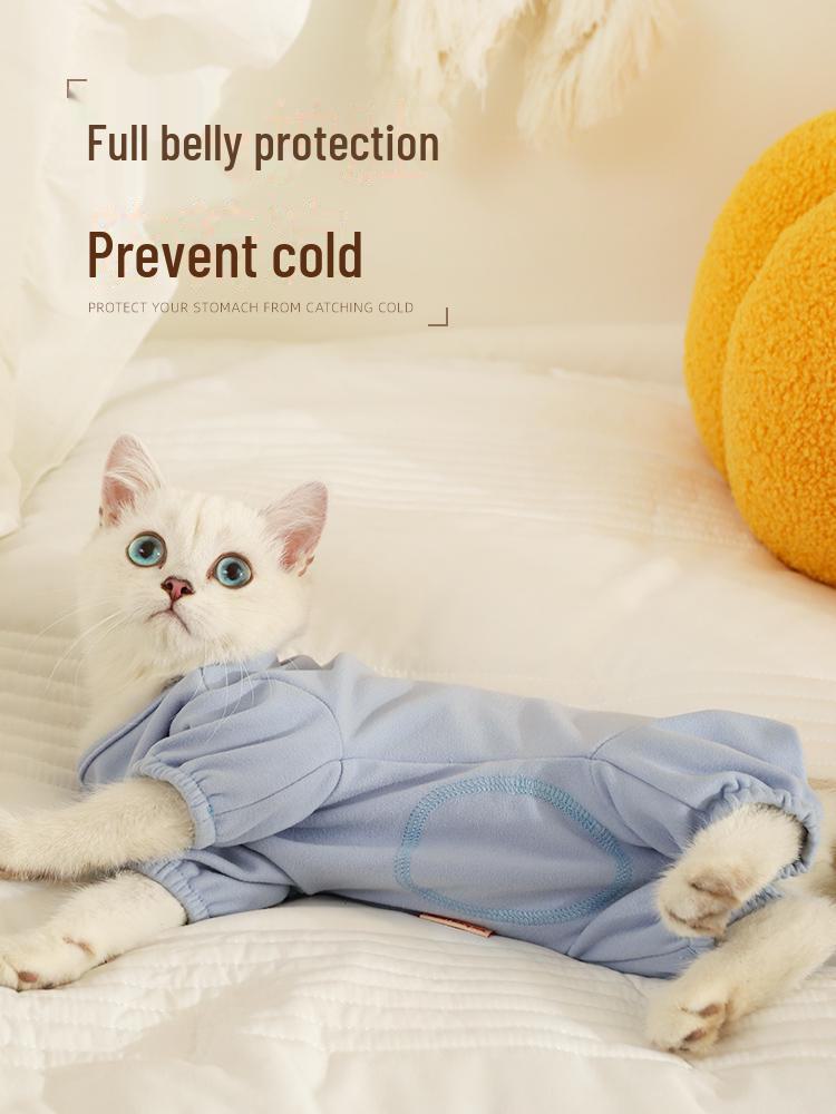 Синий противовыпадающий костюм для кошек породы рэгдолл и защита живота котенка на осень/зиму