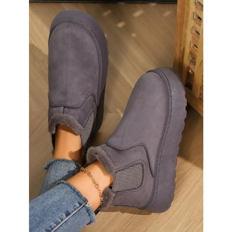 Женские осенне-зимние новые европейские и американские однотонные хлопковые ботинки большого размера, слипоны, нескользящие, сохраняющие тепло, повседневные, педали, зимние ботинки