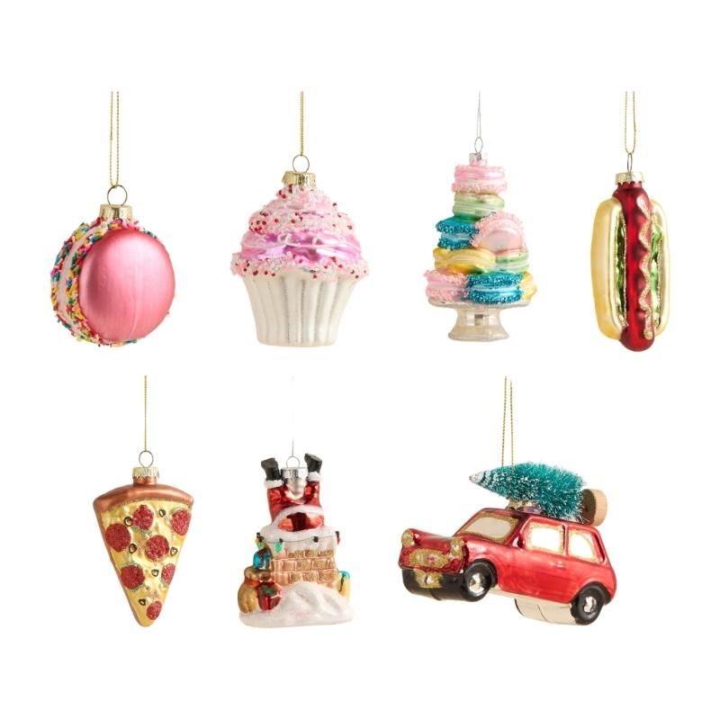 Bright Pastel Colored Shatters Resistant Glass Christmas Tree Decorations with Artistic Geometric Accent
