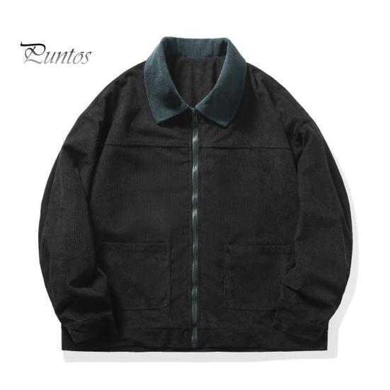 Мужская вельветовая куртка с воротником-лацканом, длинным рукавом, повседневная куртка в стиле пэчворк, пальто с карманами, застежка-молния, верхняя одежда