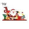Santa Claus Table Centerpiece Wooden Christmas Ornaments, Tabletop Decoration with Snowman Elk Window Display Props Designs for Home Holiday Party And