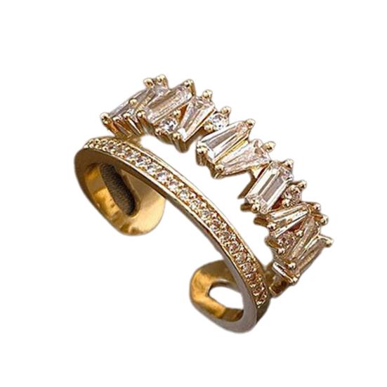 Двухслойное открывающееся медное кольцо для девочек, широкое полое кольцо на палец, ювелирный аксессуар