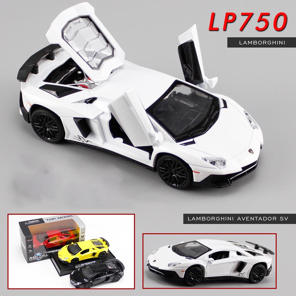 1:32-масштабная модель Lambo LP750, автомобиль с откатным механизмом, звуком и светом для детей, мальчиков и девочек, металлический корпус, открытая дверь