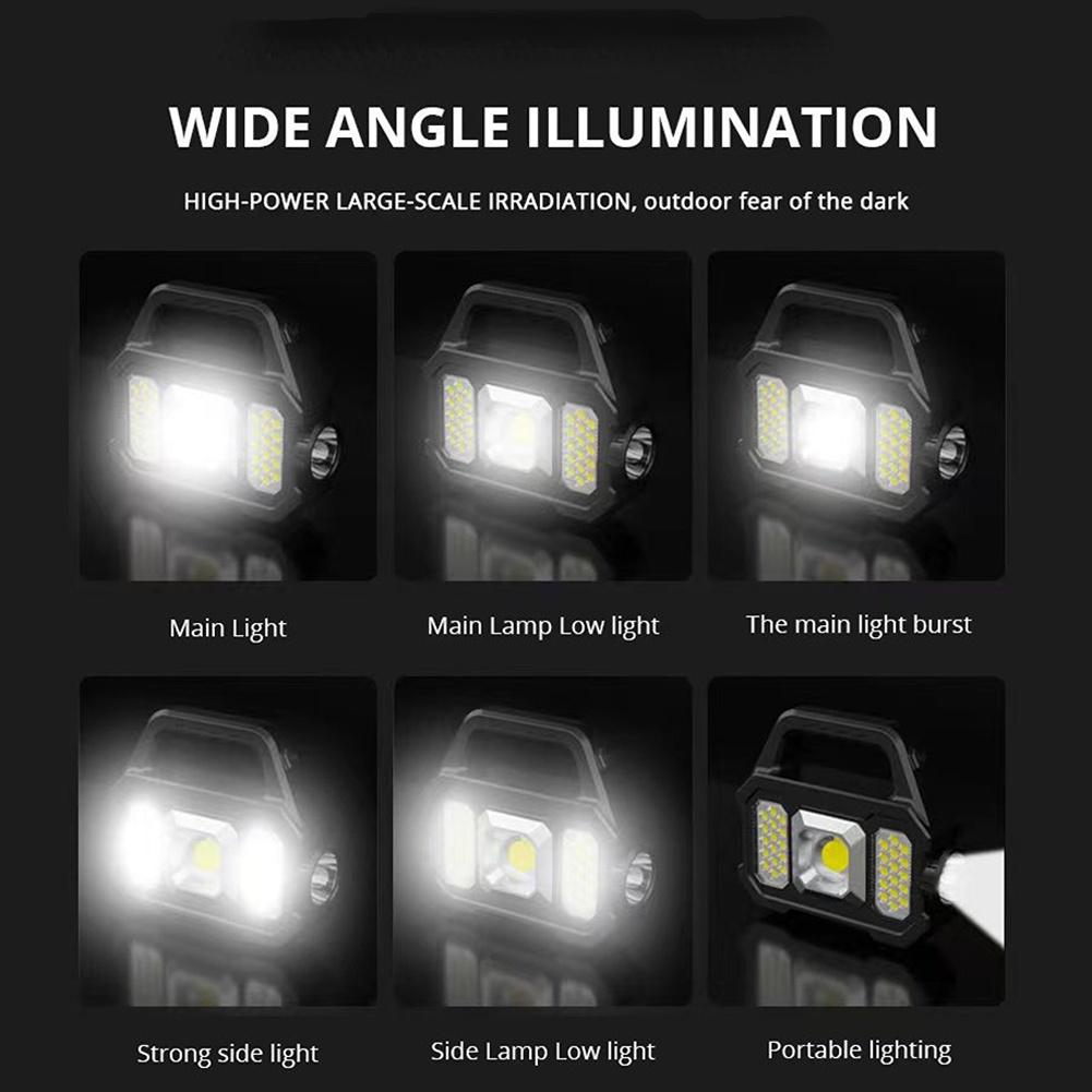 500LM USB Rechargeable Flashlight Waterproof 6 Gear COB/LED Torch Light Portable Powerful Lantern Solar Light for Camping Hiking