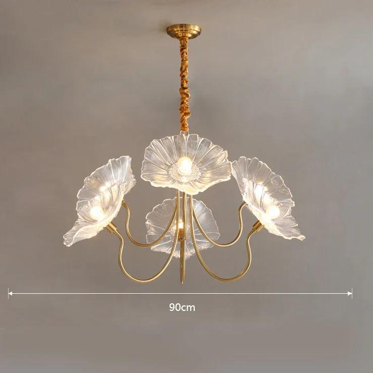 Modern Minimalist Lotus Chandelier Nordic Glass LED Chandelier Bedroom Interior Home Decoration Luxurious Living Room Lighting