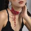 Accessories Sweet Cool Gothic Blooddrop Tassel Collar Necklace Halloween Personality Beaded Choker
