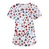 Women's Fashion V-neck Short Sleeve Workwear With Pockets  Independence Day Printed Tops