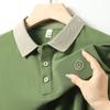 Мужская футболка с коротким рукавом, рубашка поло с лацканами, вышитая надпись, средний зеленый, деловой, повседневный, с коротким рукавом