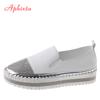 Fashion Aphixta 2025 New Crystals Luxury Leather Flats Shoes Women Hand Stitching Slip-on Flat Platform Footwear Plus Big Size 42 43