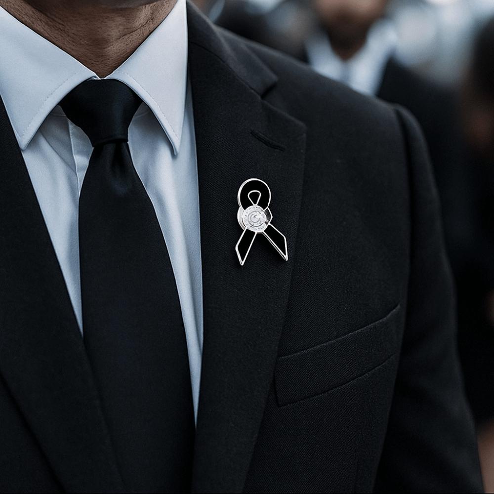 White Funeral Ribbon Badge Brooch Vintage Black Bow Brooch Pin Simple Funerals Memorial Pin  Party