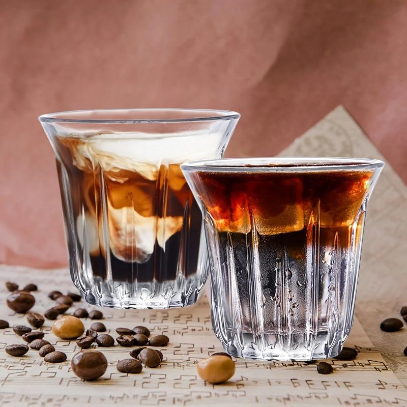 2Pcs Exquisite and Fashionable Espresso Cups Transparent Glass Cups for Coffee, and Espresso in Kitchens/offices/bars