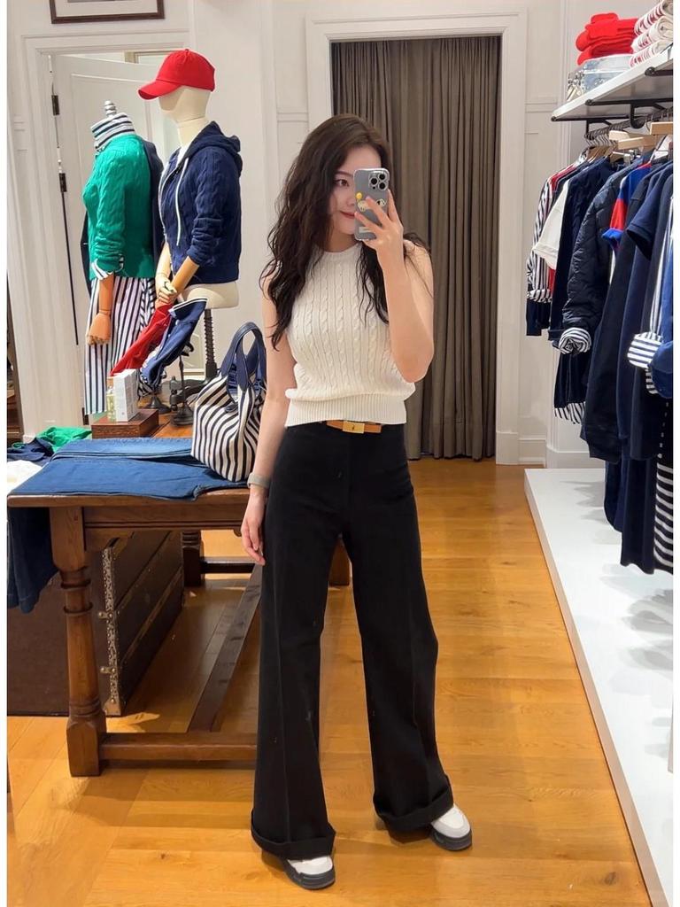 Хлопковый жилет без рукавов в рубчик с вышивкой пони Ralph Lauren в стиле преппи