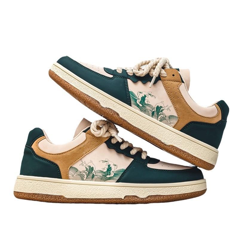 Guochao Board Shoes Men's 2025 New Korean Version of Personalized Retro Casual Men's Shoes Color Matching Printing Outdoor Student Sports Shoes