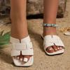 Foreign Trade Large Size 35-42 Women's Summer Outdoor Wear One-word Beach Soft Bottom Square Head Cool Slippers