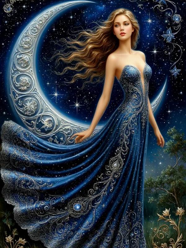 Алмазная Мозаика Новая Коллекция Женщина на Луне DIY Полная Квадратная Круглая Мозаика Стразы Вышивка Крестиком Наборы Декор Стен