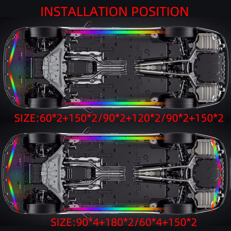 RGB LED Strip Music Remote Control Streamer Flowing Under Car Tube Underglow Underbody System Neon Light