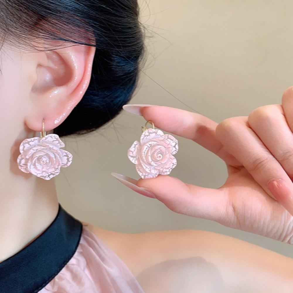 Vacation Rose Flower Earrings Korean Style Women's Jewelry Lovely Flower Stud Earrings Party
