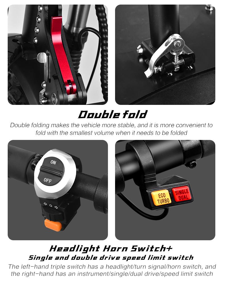 S3 Boyueda11inch 6000W Watt Off-road Tyre Electric Scooter 100km Range 60v Adult Twin Engine Electric Scooter Aluminium