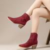 Женские ботильоны больших размеров 35-43, европейские и американские универсальные ботильоны с круглым носком на толстом высоком каблуке и боковой молнией