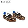 Horse Hair Leopard Print Sneakers Flip Tongue Round Toe Flat Shoes Fashion Comfortable Casual Shoes