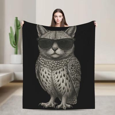 Забавный Любитель Кошек и Сов. Мяу Тренд Кот Мем Супер Теплое Одеяло Плюшевое Плед Диван Кровать Фланелевая Простыня Покрывало для Диван-кровати