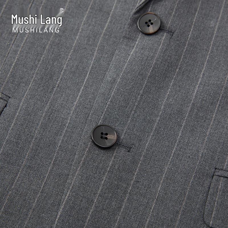 Мужской деловой костюм-тройка MUSHILANG из смесовой шерсти в полоску
