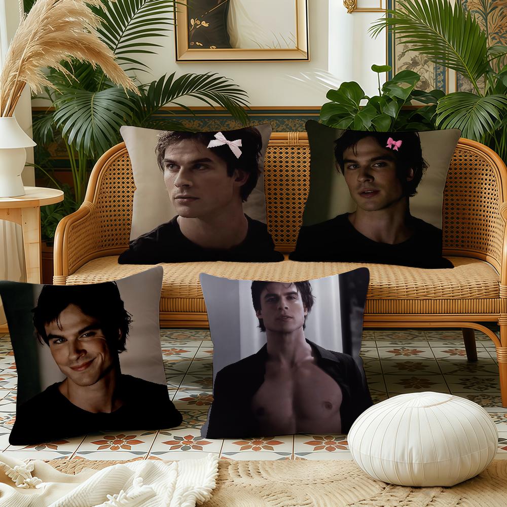 DDamon The Vampire cushion cover Pillow Case Plush Fabric Soft Double Sided Print Sofa Cushion Cover Throw Pillow Covers