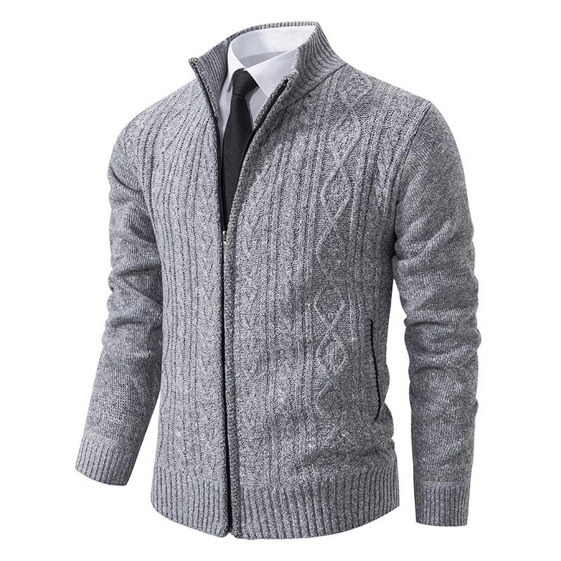 Men's Trendy Knitted Stand-Up Collar Sweater Cardigan - Autumn/Winter Warmth