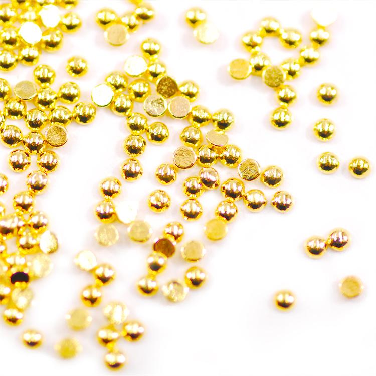 Hisenlee  1.5MM Gold Silver Half Round Flatback Metal Loose Rhinestones 10000Pcs/Bag Made Alloy Garment Decoration