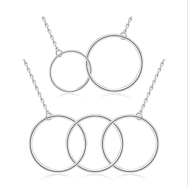 Double Circle Necklace S925 Sterling Silver Double Ring Circle Popular Necklace Accessories